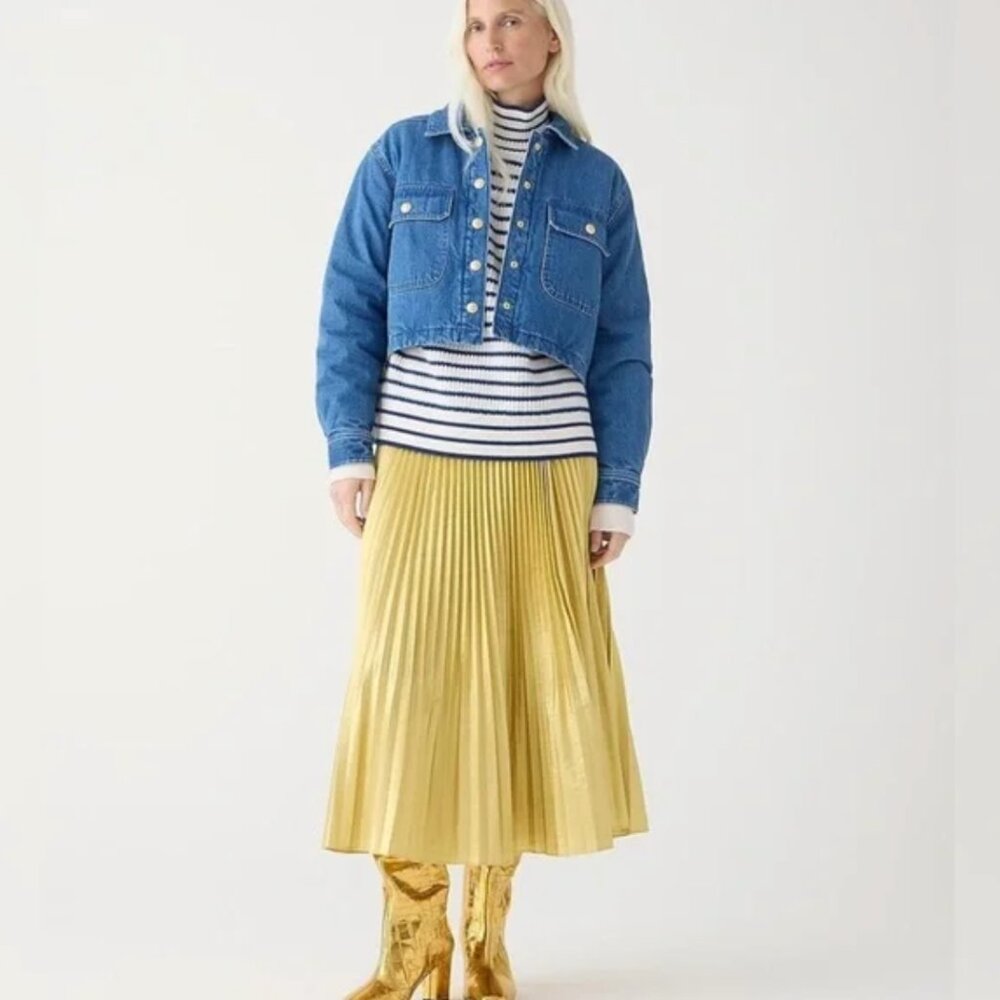 COPY - NWT J Crew Pleated Wrap Skirt in Gold Lamé